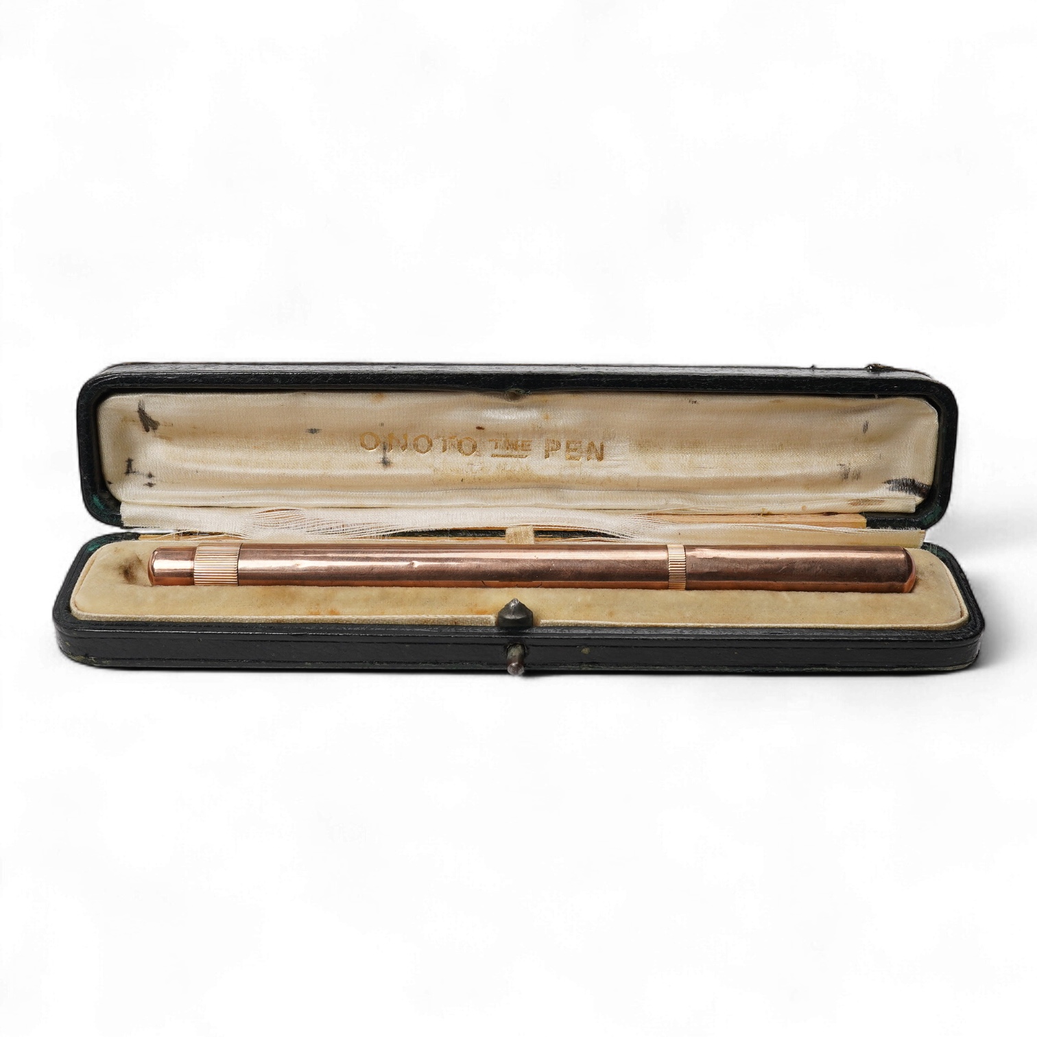 A De La Rue Onoto Rose 9ct gold piston fill pen, in original case